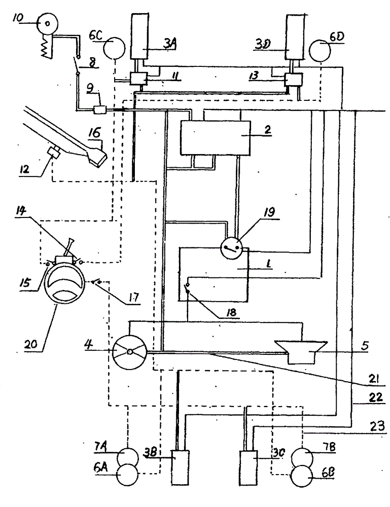 Automobile automatic braking natural circulation system