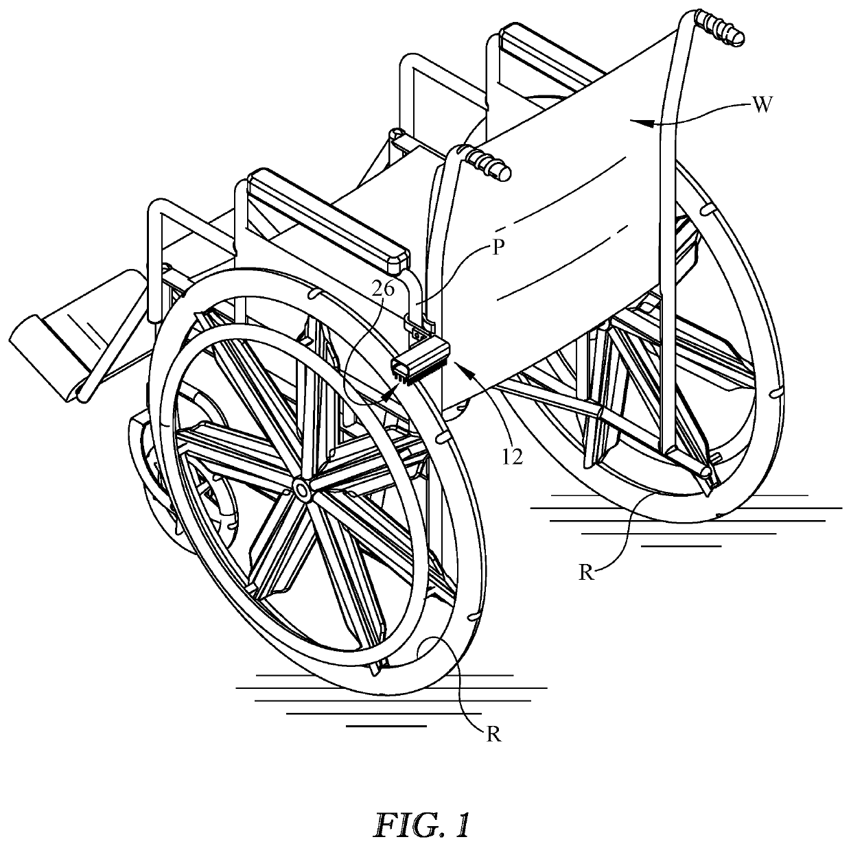 Wheel brush for a wheelchair