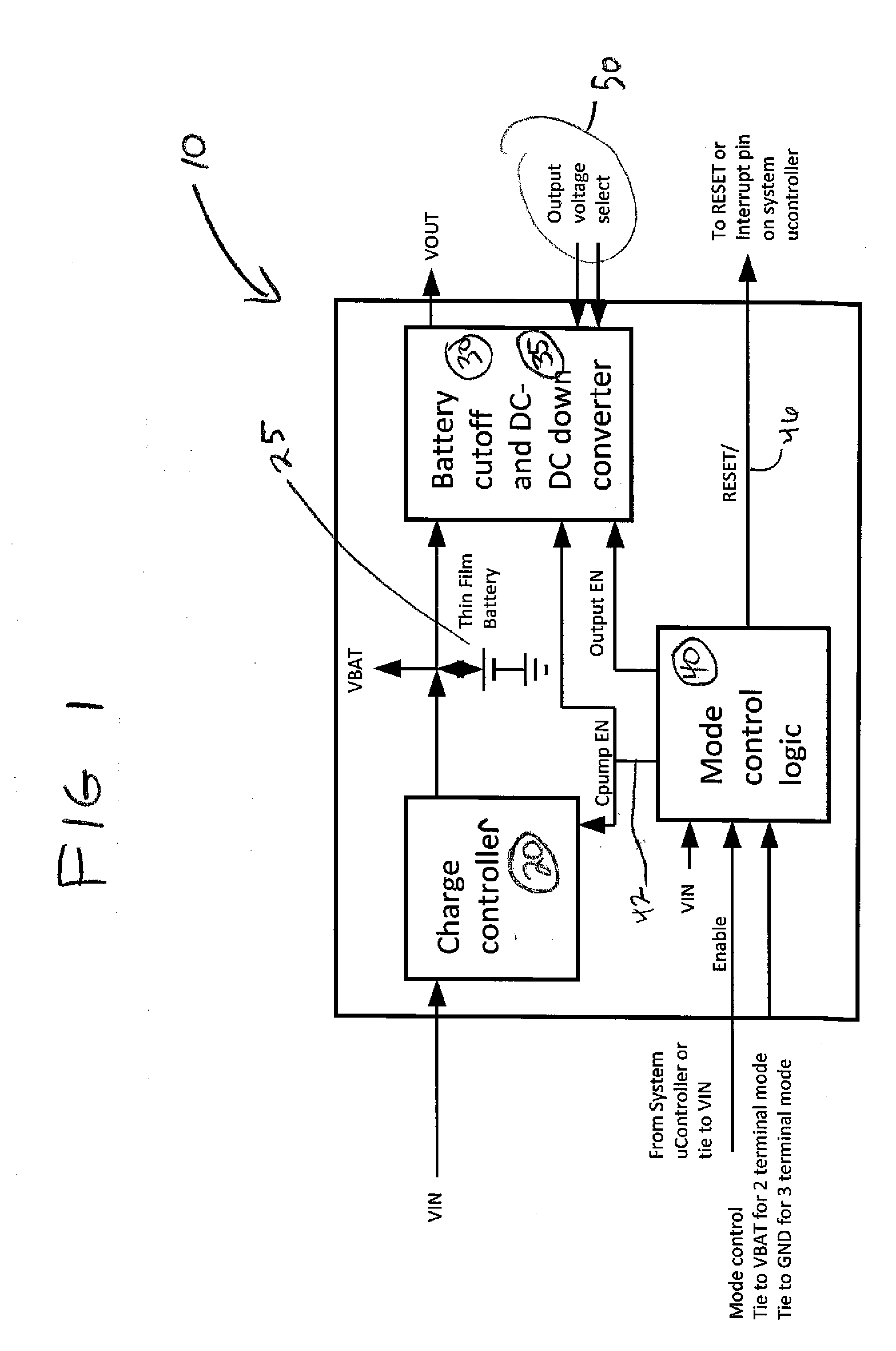 Thin film microbattery charge and output control