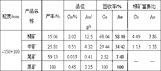 Method for separating pre-concentrated copper gold by adopting X-ray radiation