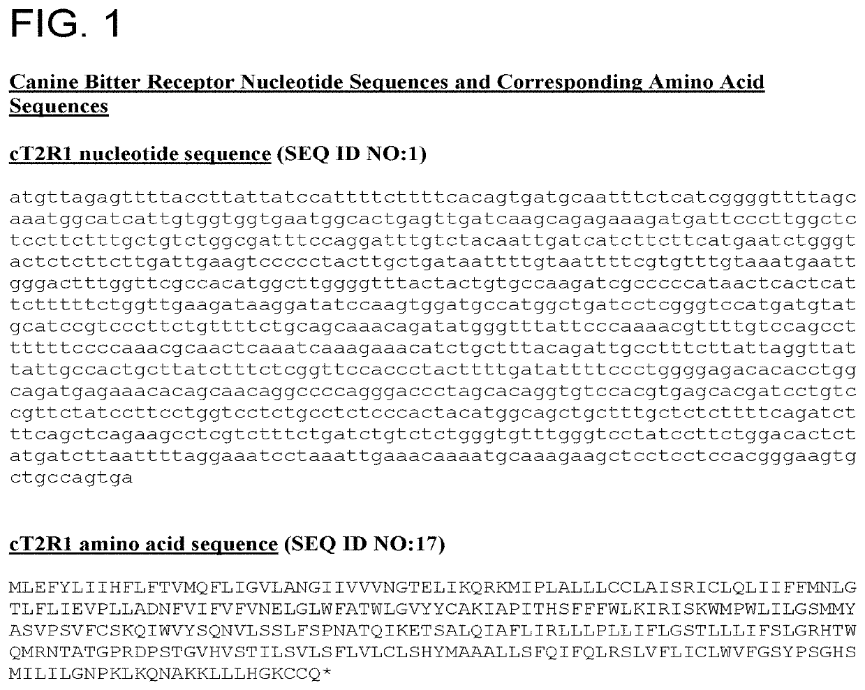 Screening methods using canine t2r receptors and pet food products and compositions identified using the same