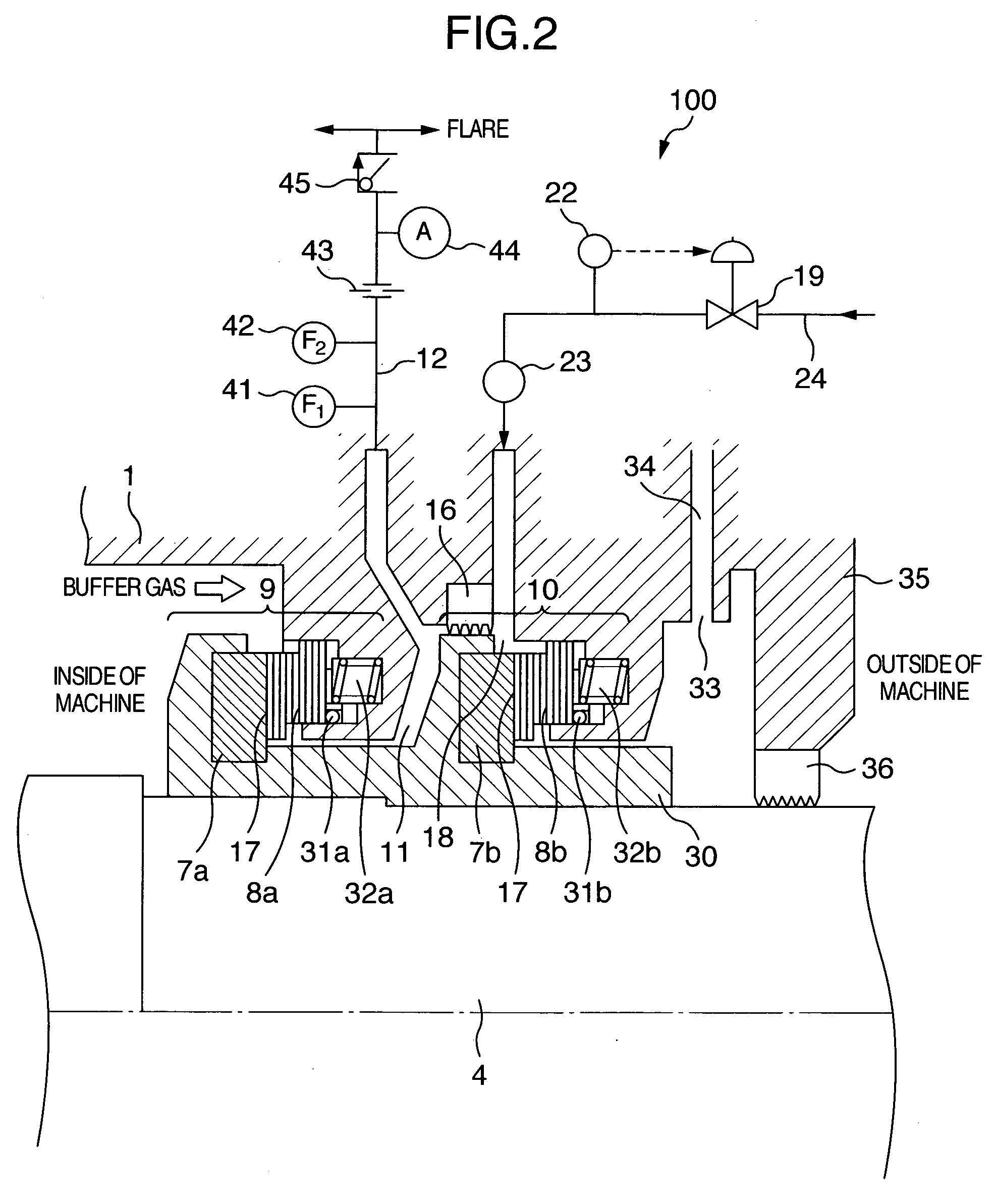 Centrifugal compressor and dry gas seal system for use in it