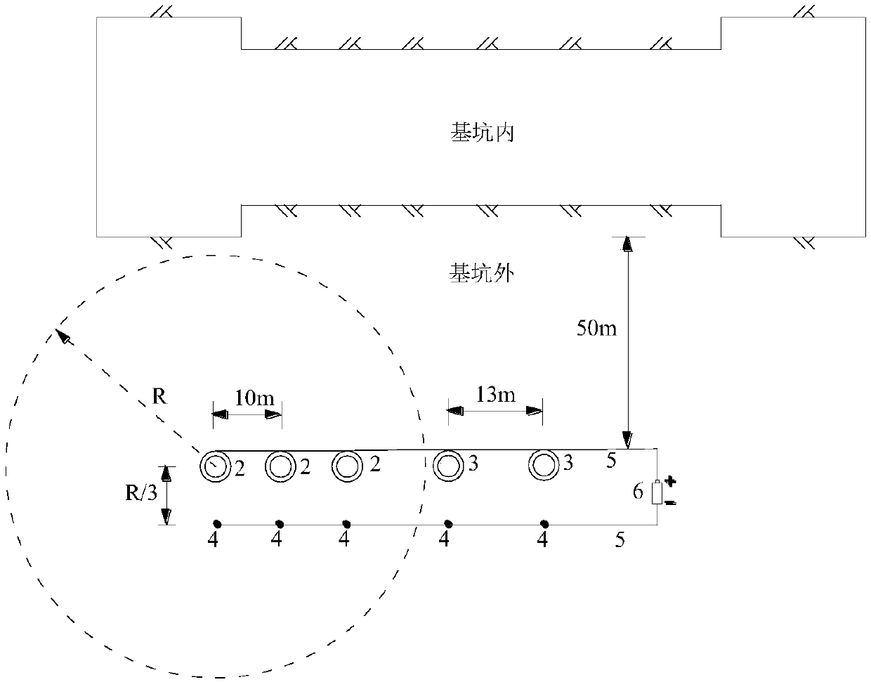 A kind of construction method of electroosmosis recharge well