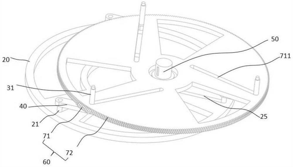 A translational mechanism and gear processing device capable of synchronously adjusting the radius of gyration steplessly