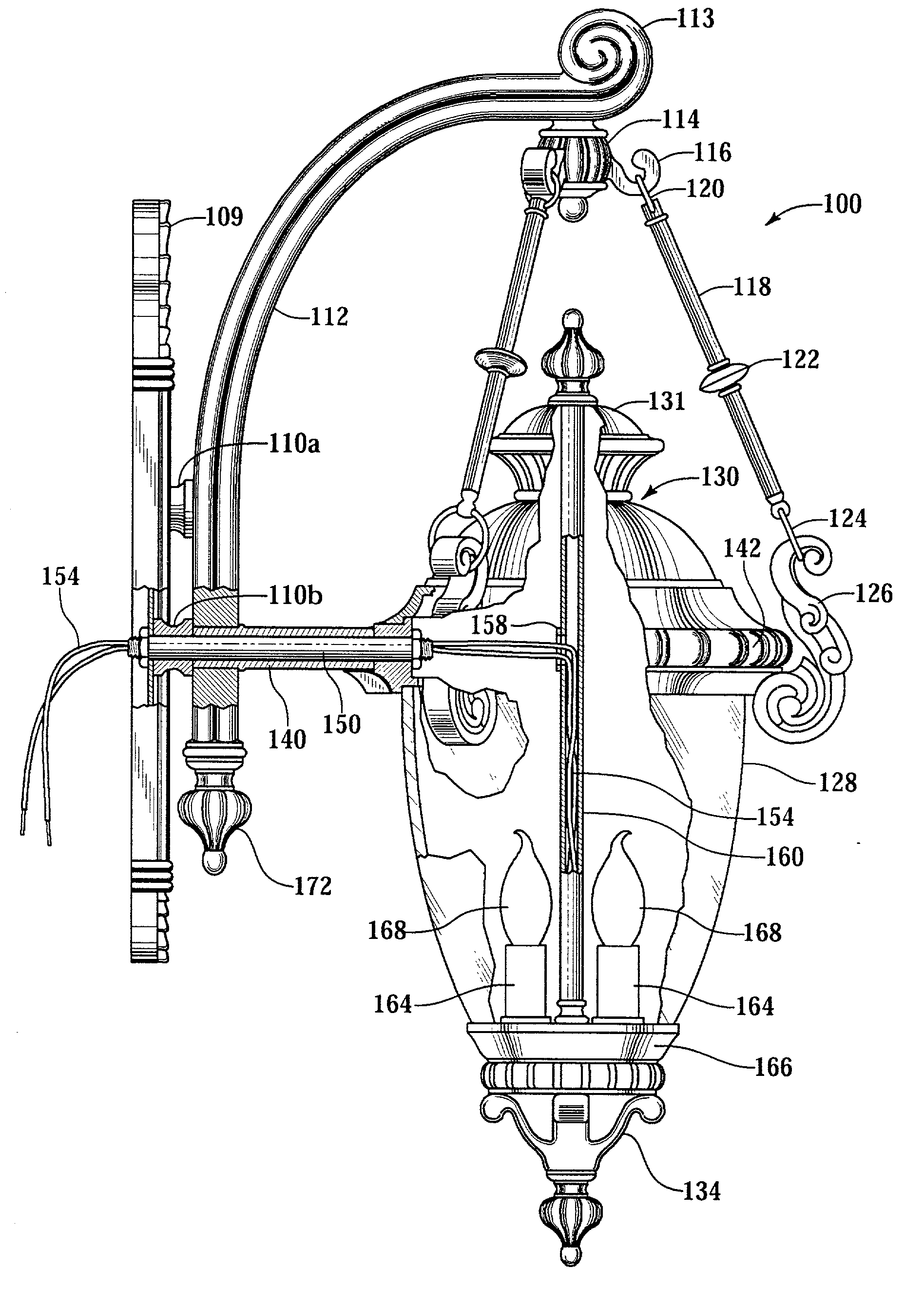 Lighting fixture with enclosed wiring