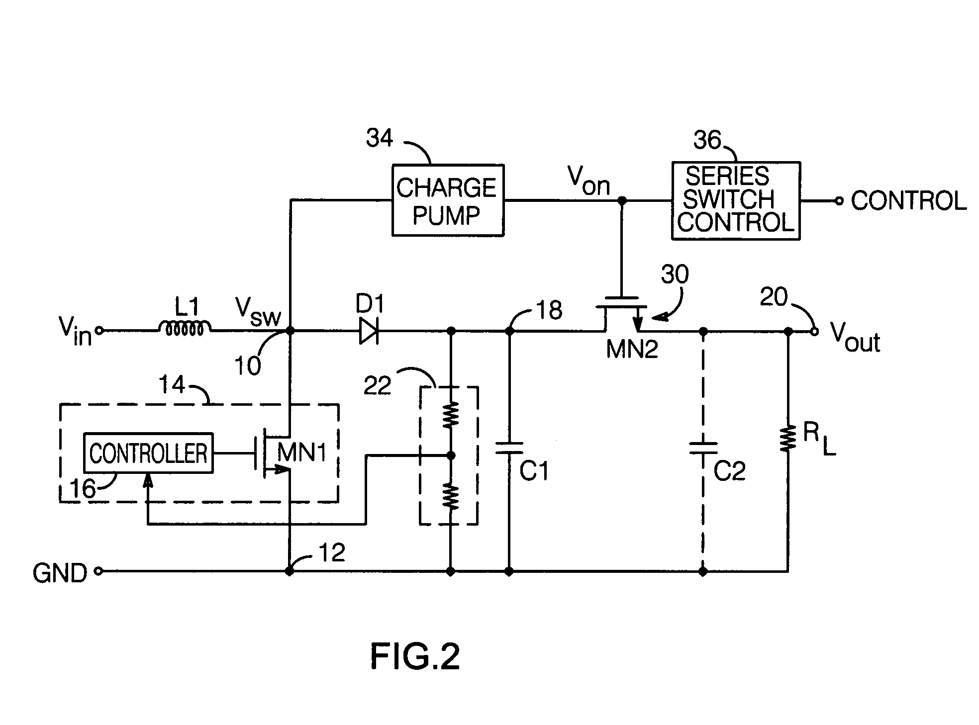 Boost converter with series switch