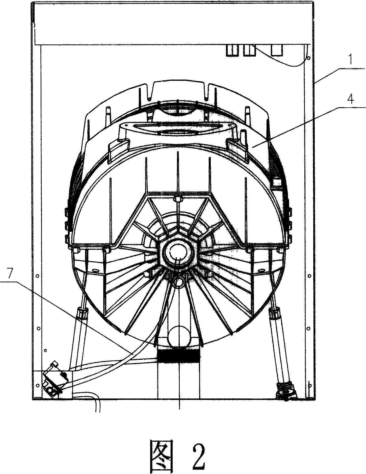 Fountain barrel washing machine having self-contained water tank