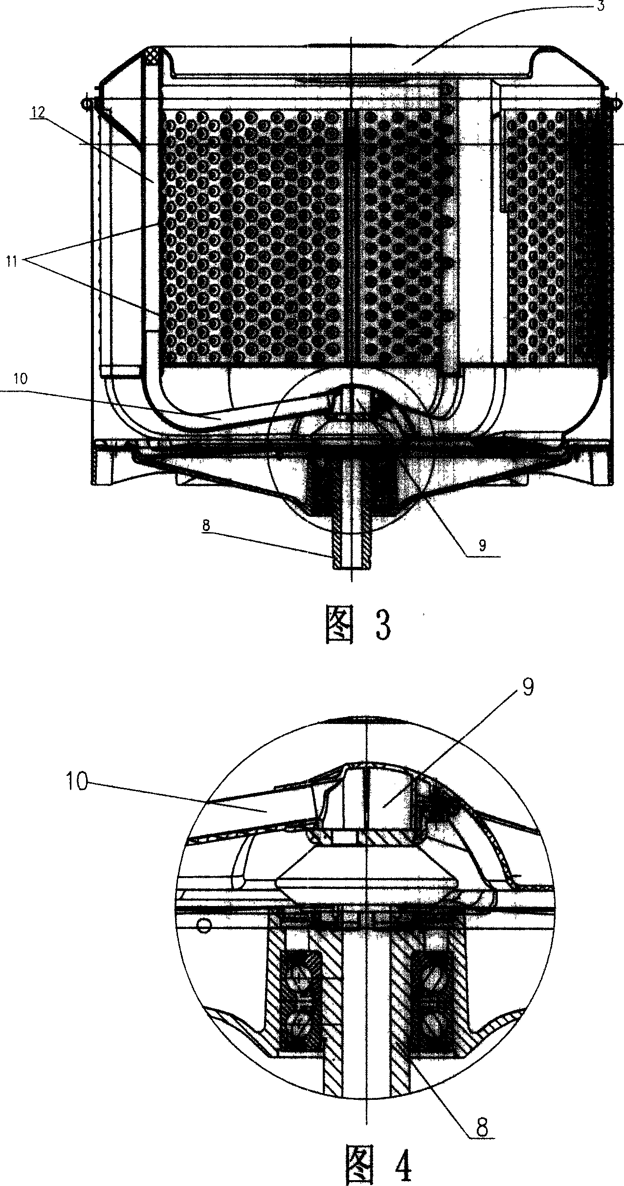 Fountain barrel washing machine having self-contained water tank