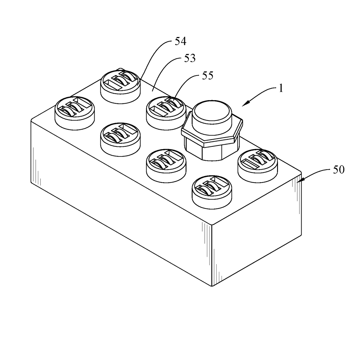 Combined type single stud illuminating building block