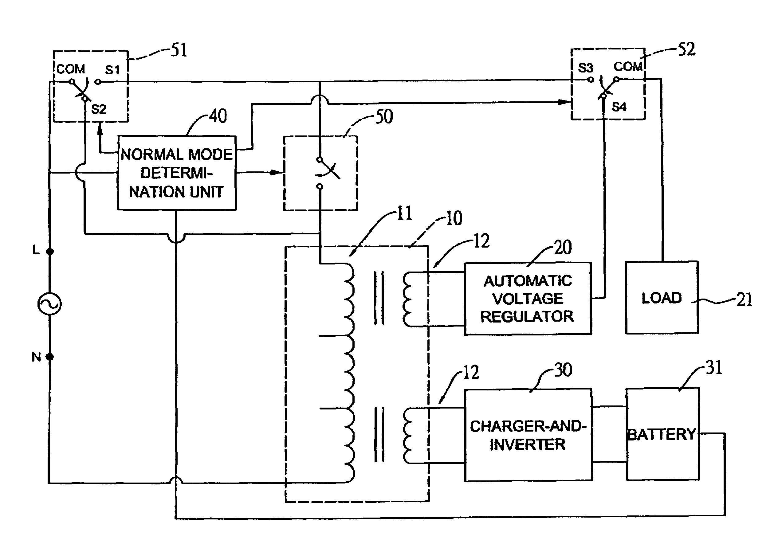 Power saving uninterruptible power supply