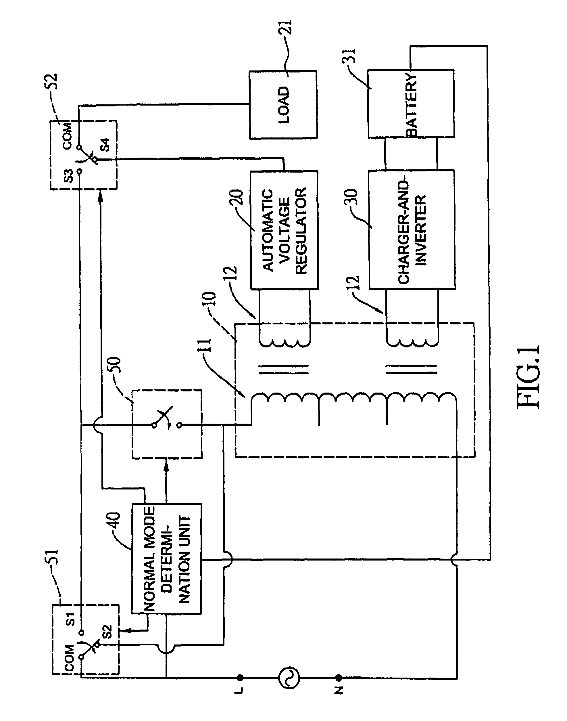 Power saving uninterruptible power supply