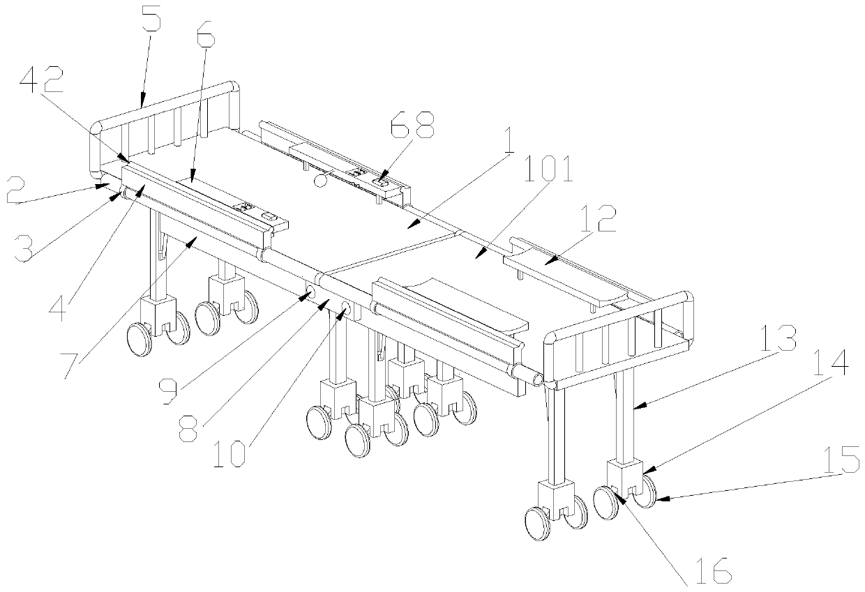 Emergency folding bed for emergency surgery department