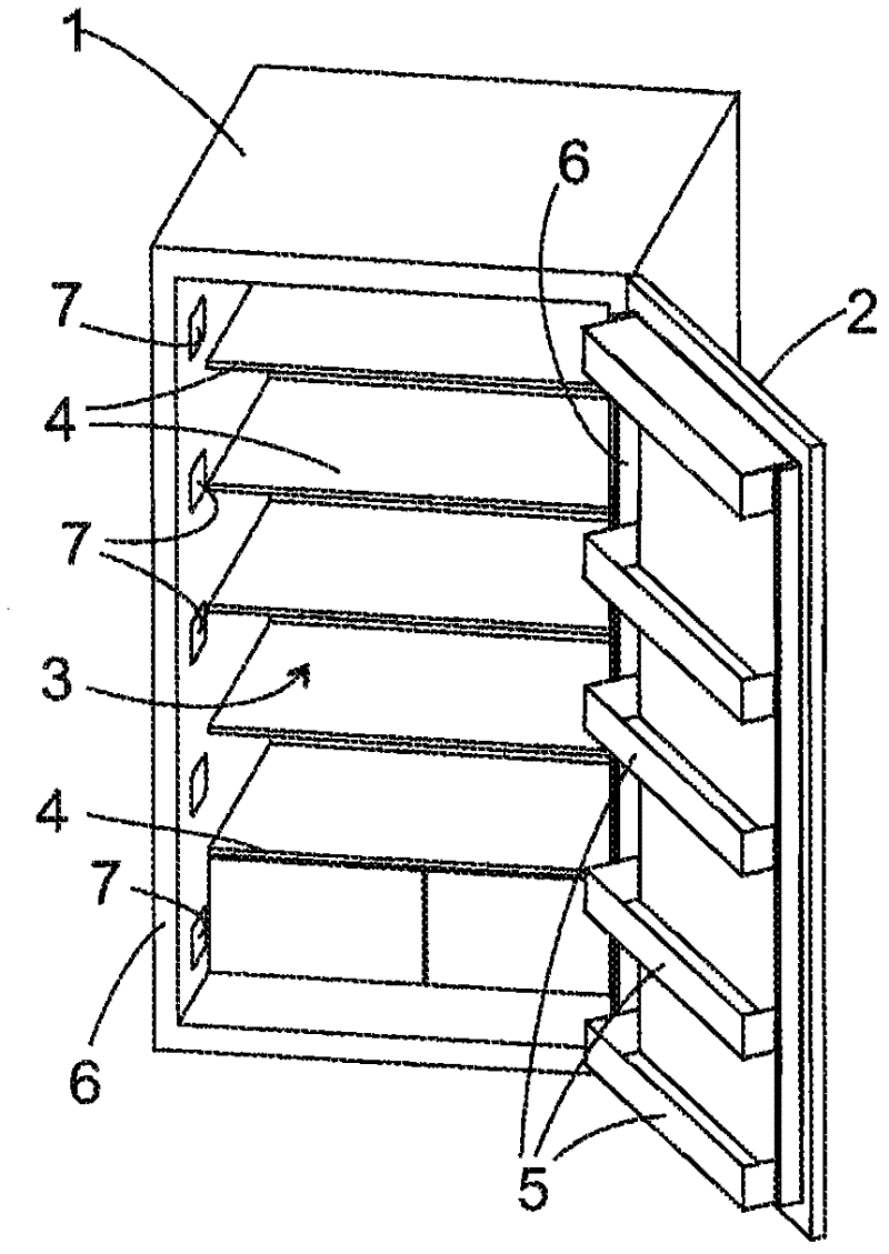 Refrigeration appliance carcass comprising internal lighting