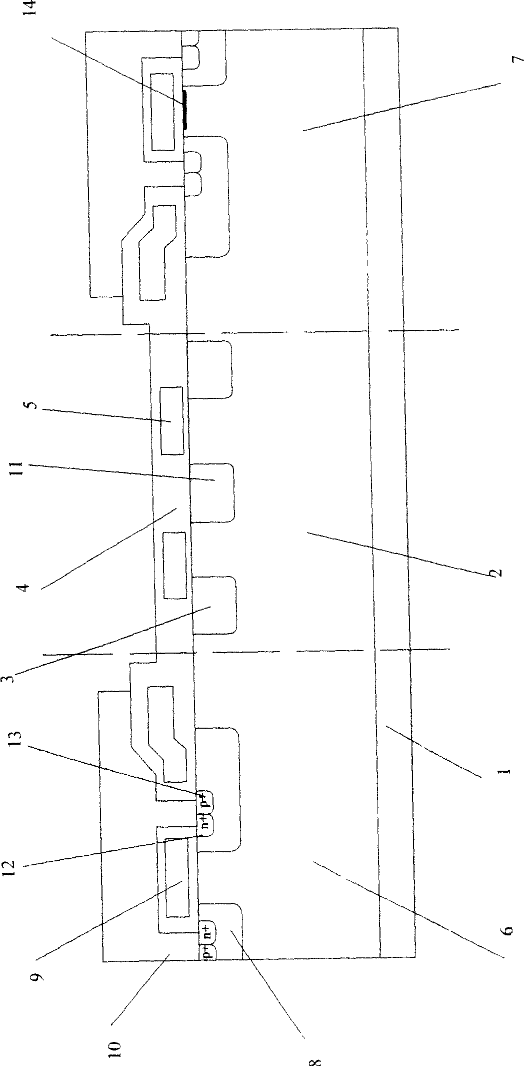 Integrated enhancement type and depletion type vertical bilateral diffusion metallic oxide field effect pipe