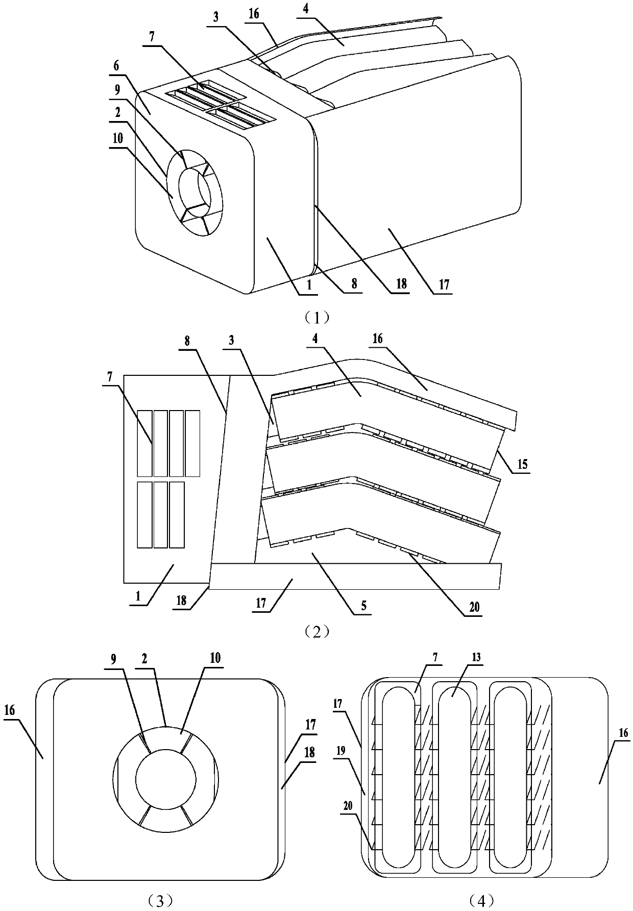 Fin enhanced heat exchange infrared suppressor and infrared suppression method