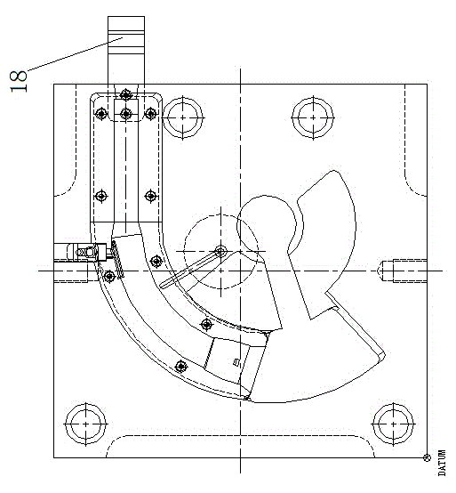 Injection mold of large-angle arc circular pipe