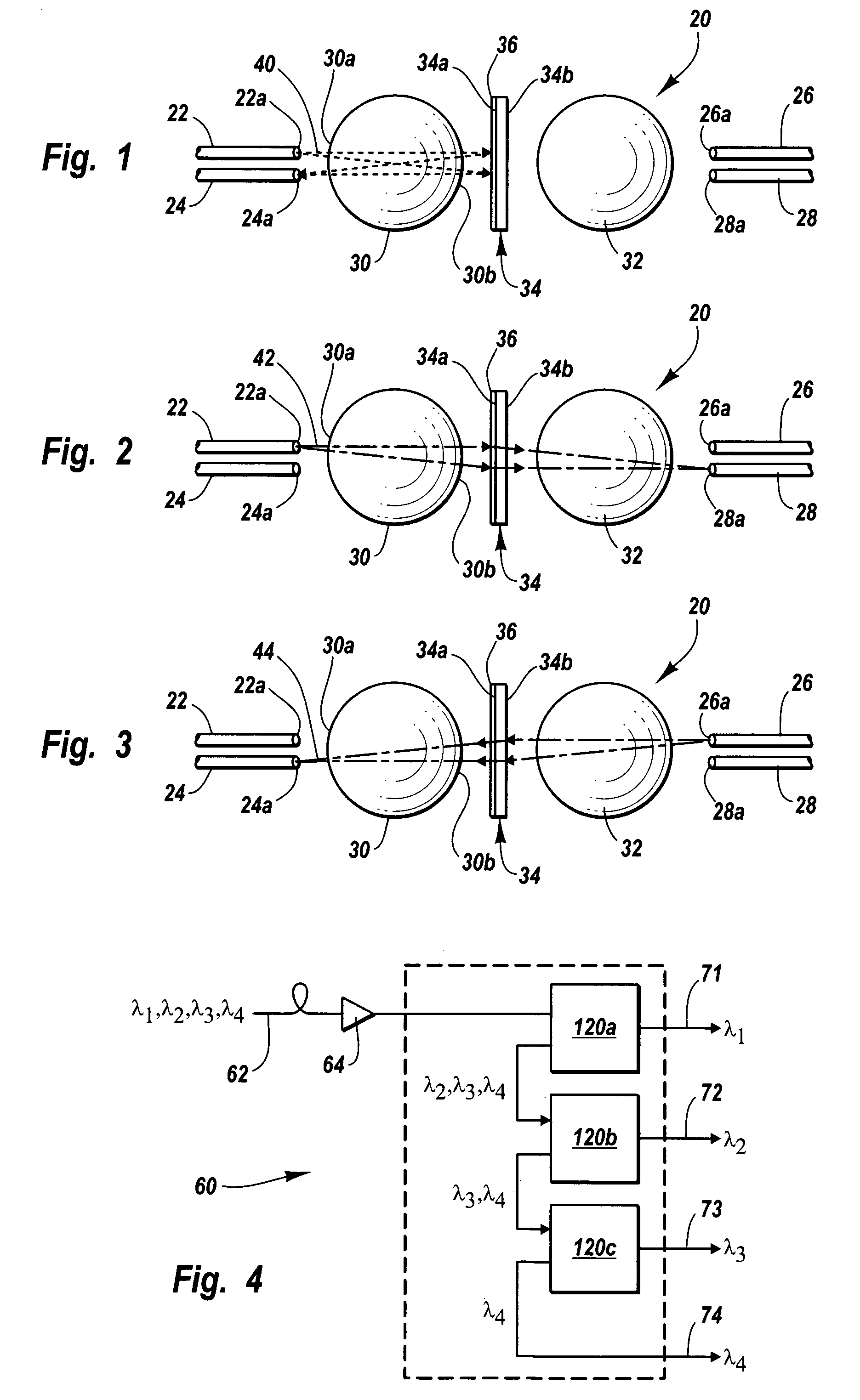 Add/drop module using two full-ball lenses