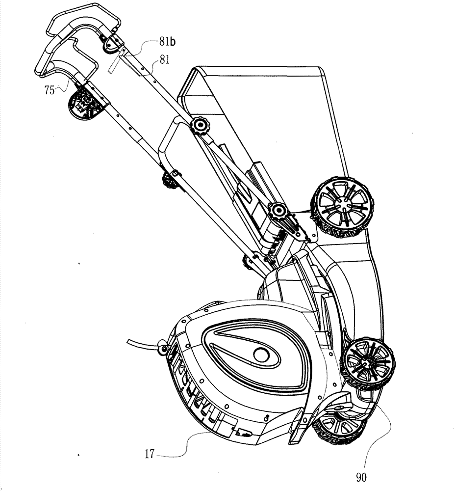 Series motor electric mower with chassis anti-colliding protector and function wave disc brake