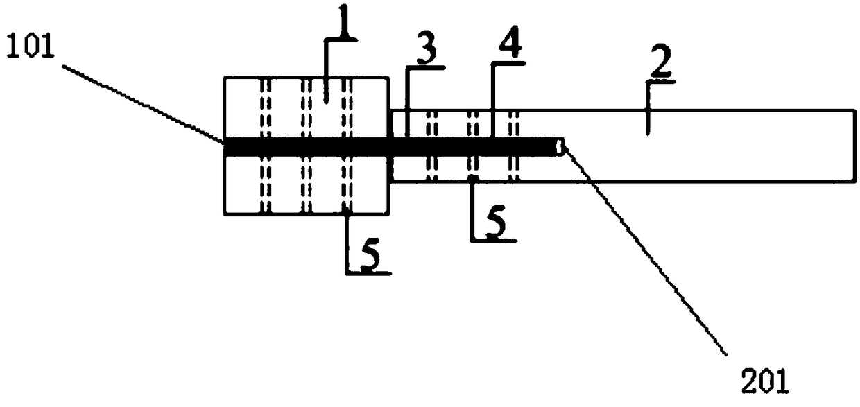 Recombined bamboo board stuck energy-dissipating wood structural node