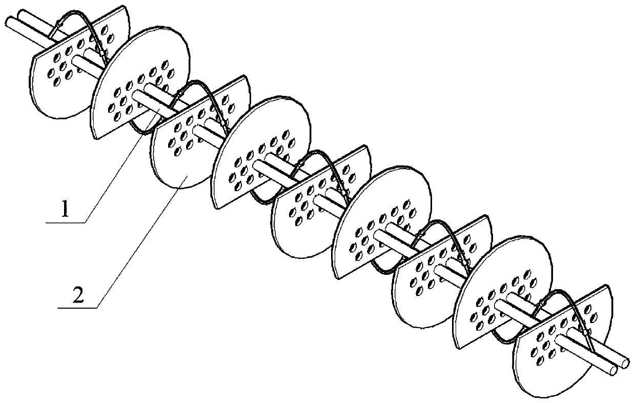 Photothermal heat exchanger tube bundle supporting structure combined by baffle plates and longitudinal flow grid frames