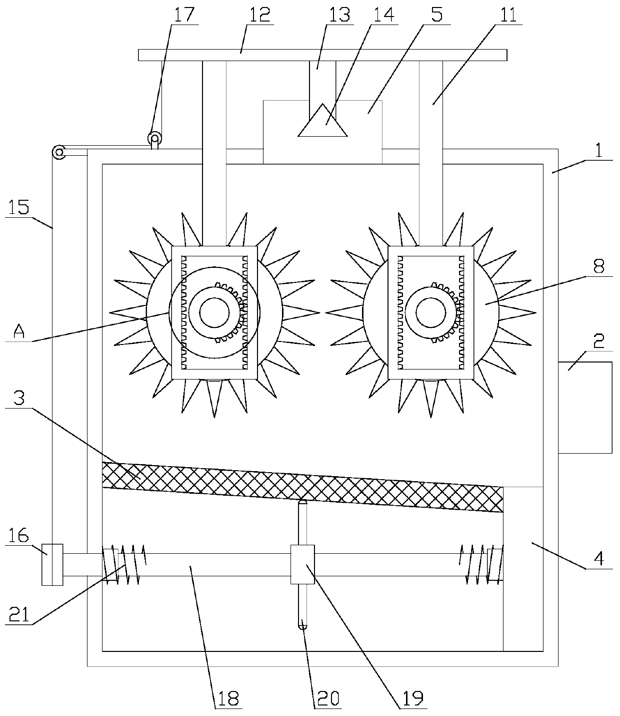 Plastic crushing system with anti-blocking function and high in reliability