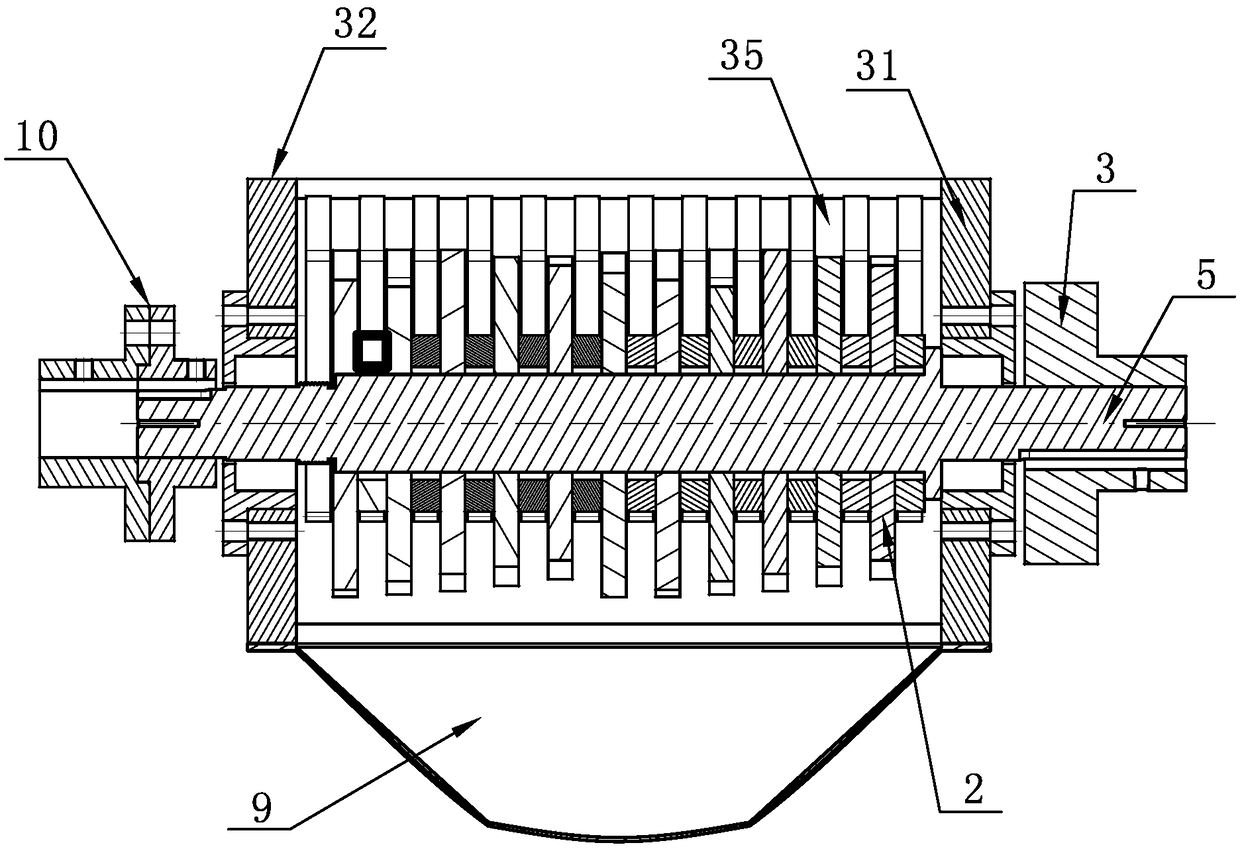 Tearing, milling and fragmenting device for machining hard solids in kitchen waste