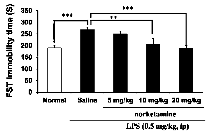 Application of norketamine in preparation of antidepressant drug