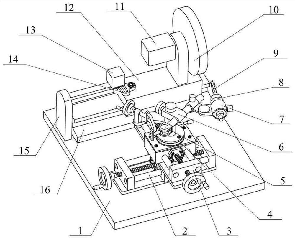 Adjustable twist drill grinding device