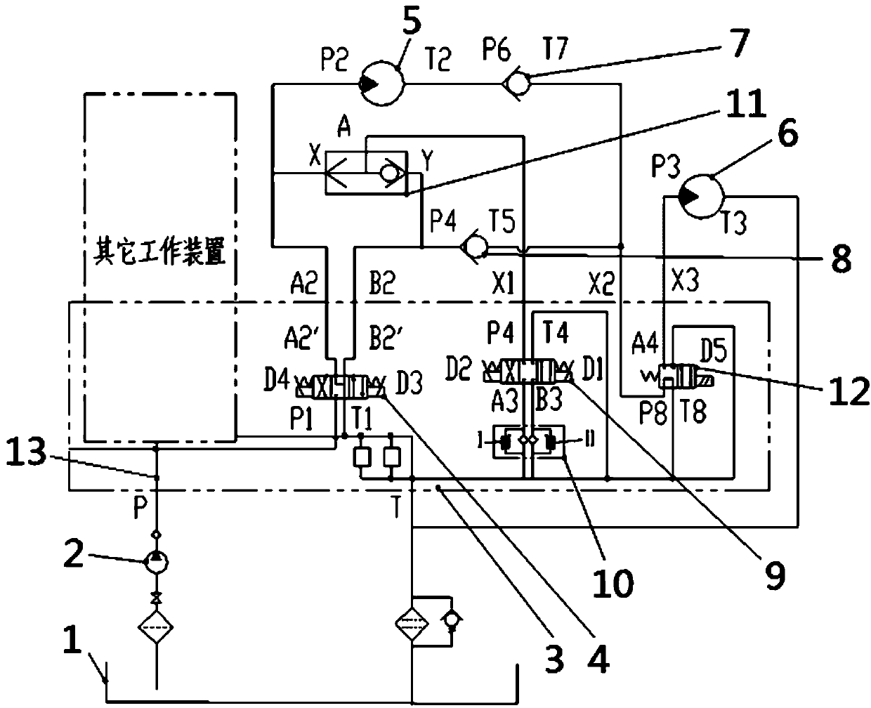 Sweeper hydraulic control system and control method