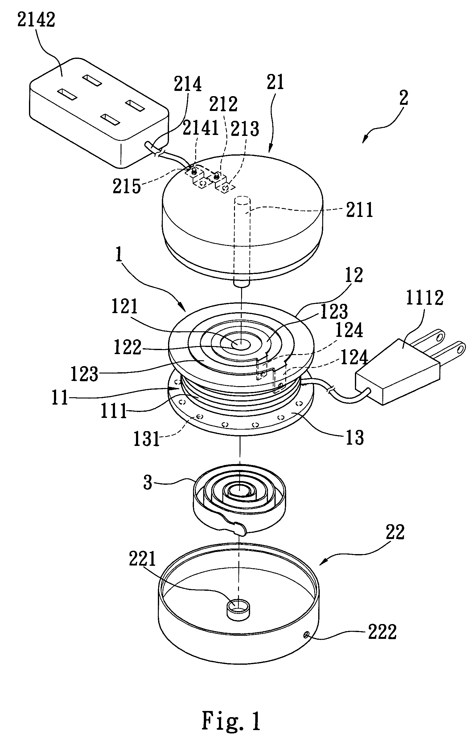 Power cord winding and releasing device