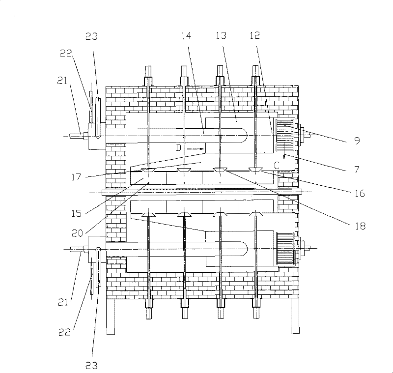 Setting method and application of high temperature gas nozzle in convection glass plate heating furnace