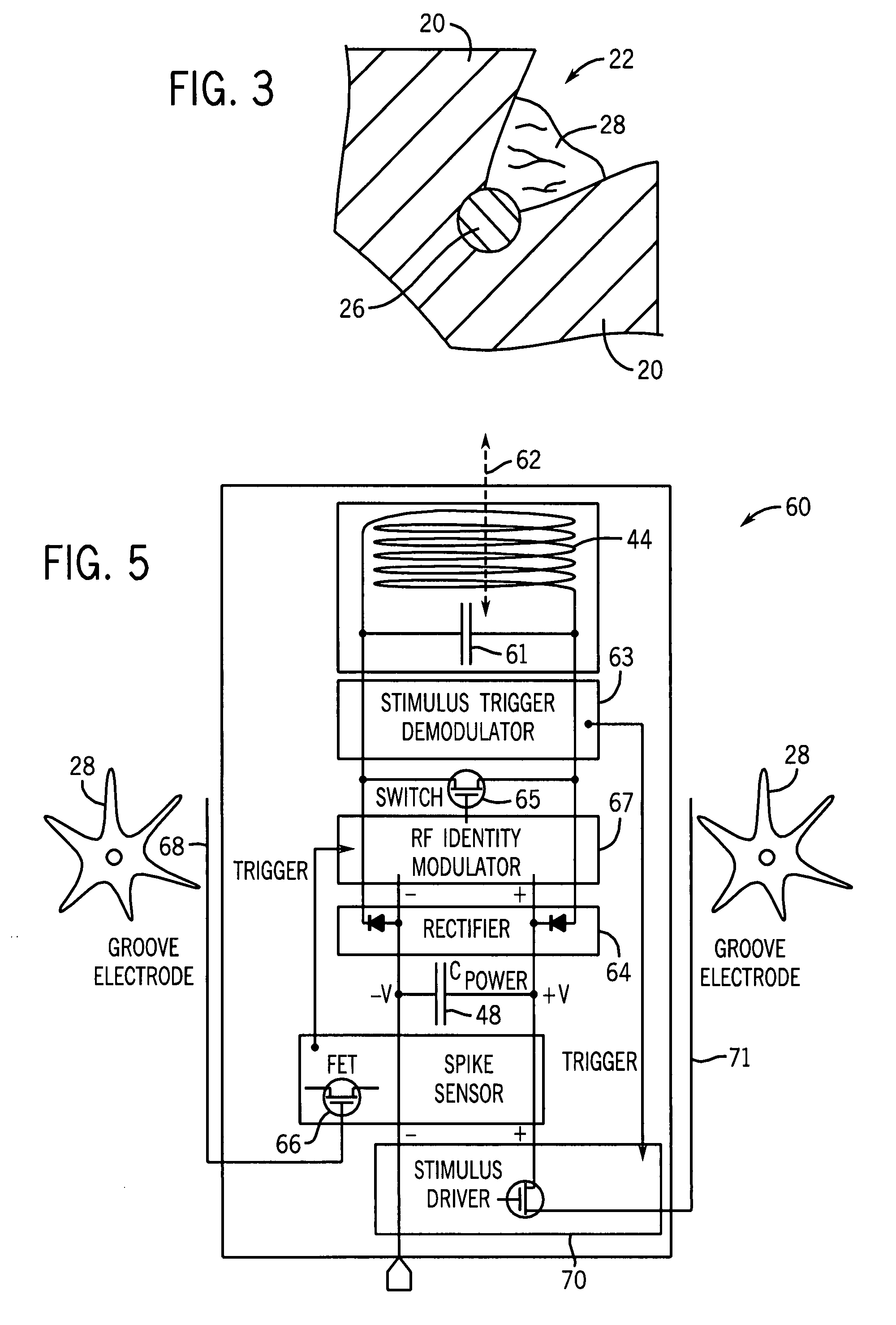 Grooved electrode and wireless microtransponder system