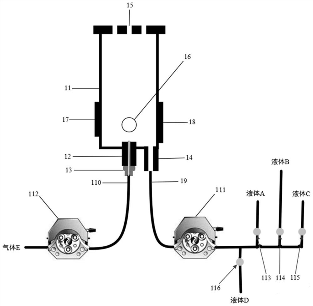 Detection device for enhancing gas detection rate based on gas-liquid reaction cavity