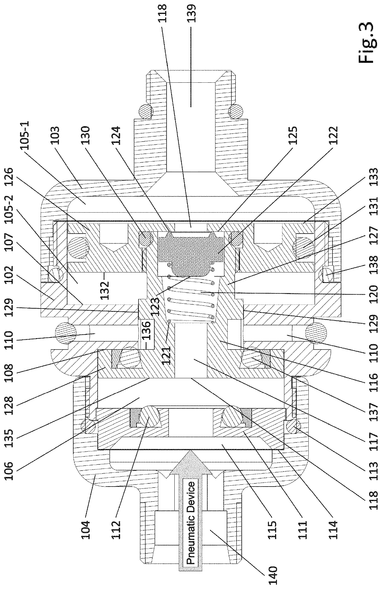 Automatic pressure valve for inflation / deflation of a pneumatic arrangement