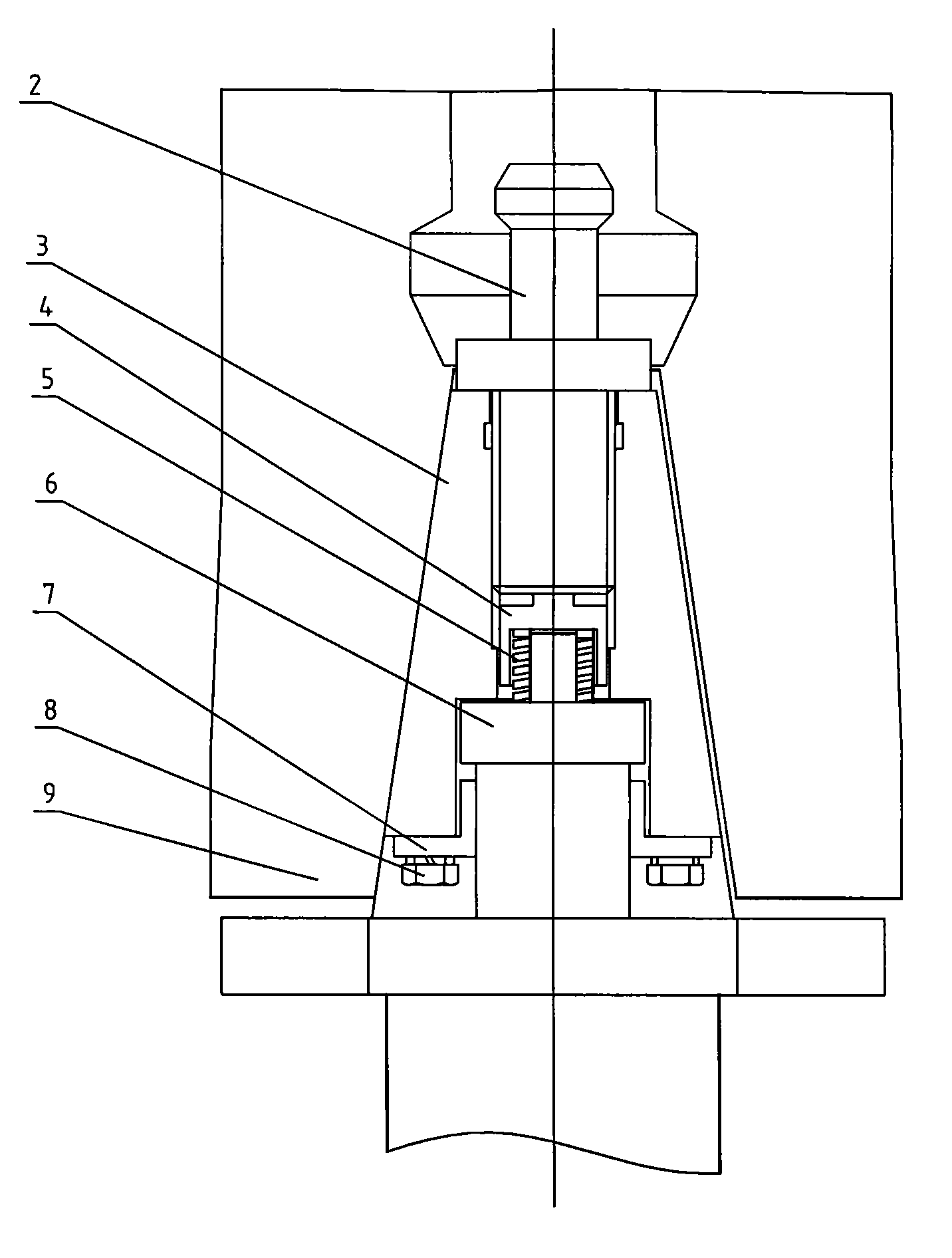 Installing structure of taper shank with attached cutting head