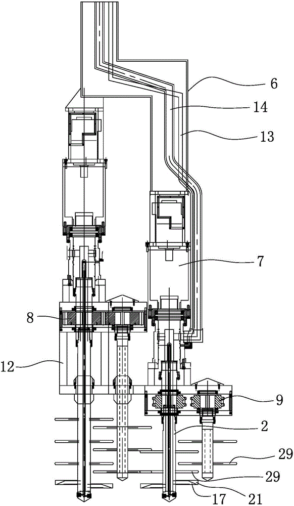 Diving power head for producing pile with nonlinear section