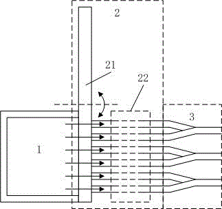 Array air blowing type pneumatic optical effect simulation device