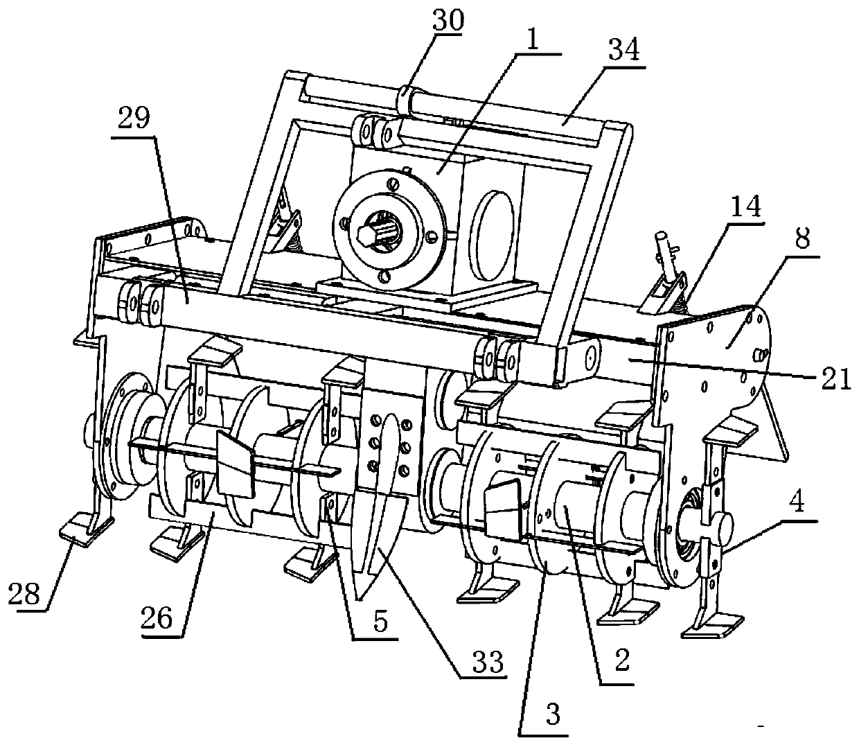 Transversely-adjustable deep tillage machine for greenhouses