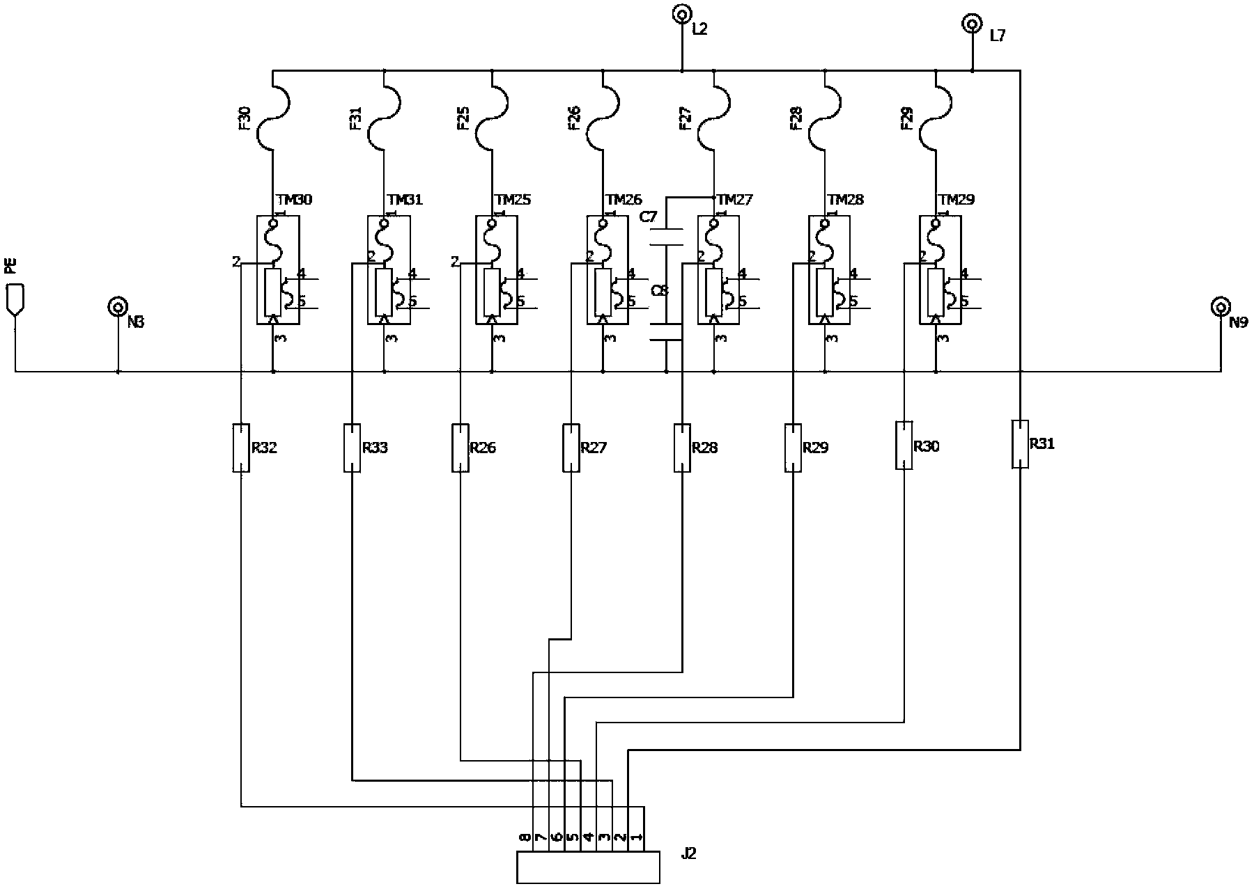 Same-time-sequence multi-pulse lightning protection box