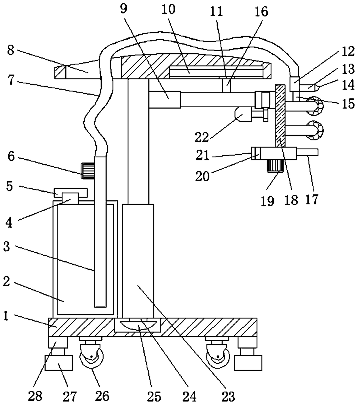 Automatic painting device with adjustable height for buildings