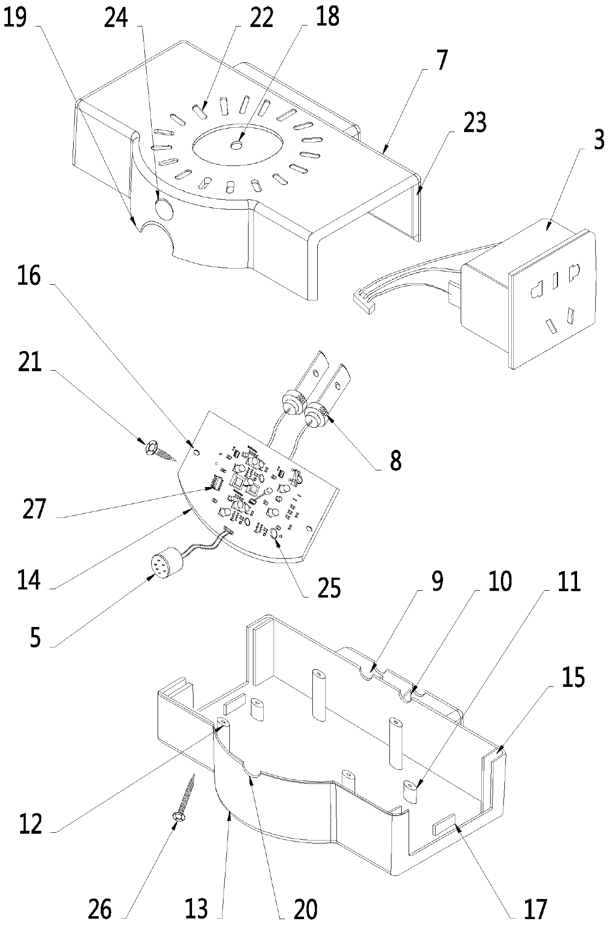 LED off-line coupled voice controller device