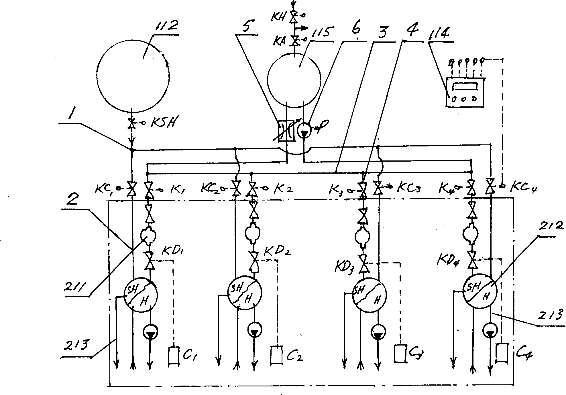 Separated water-storage type central hot water system for building