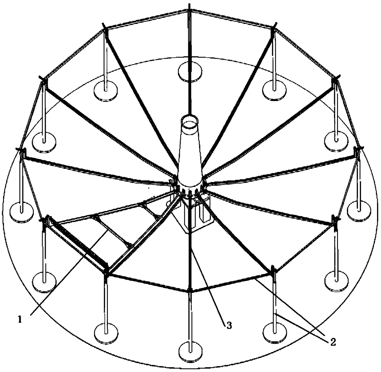 Mounting method of metal mesh surface of umbrella antenna