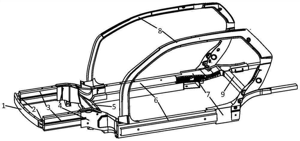 Vehicle structure and manufacturing method for resisting frontal collision