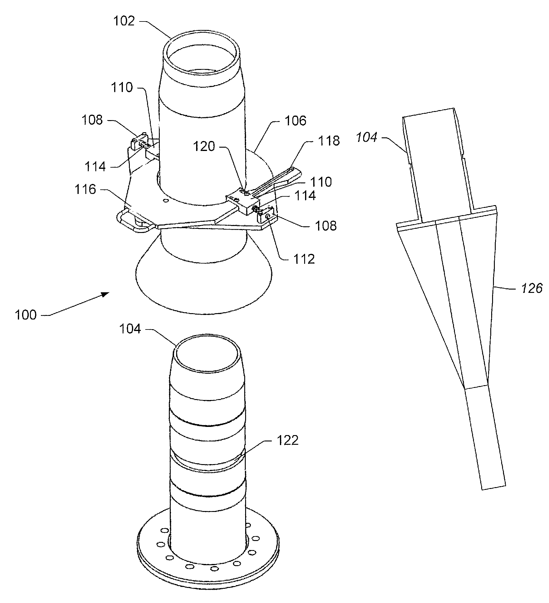 Diverless connector for bend restrictors and/or bend stiffeners