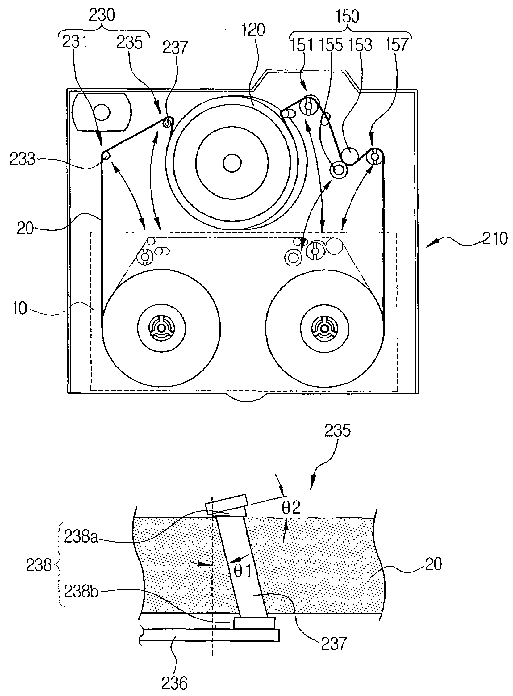 Magnetic tape guiding device for use with a tape transport system of a tape recorder and method for using the same