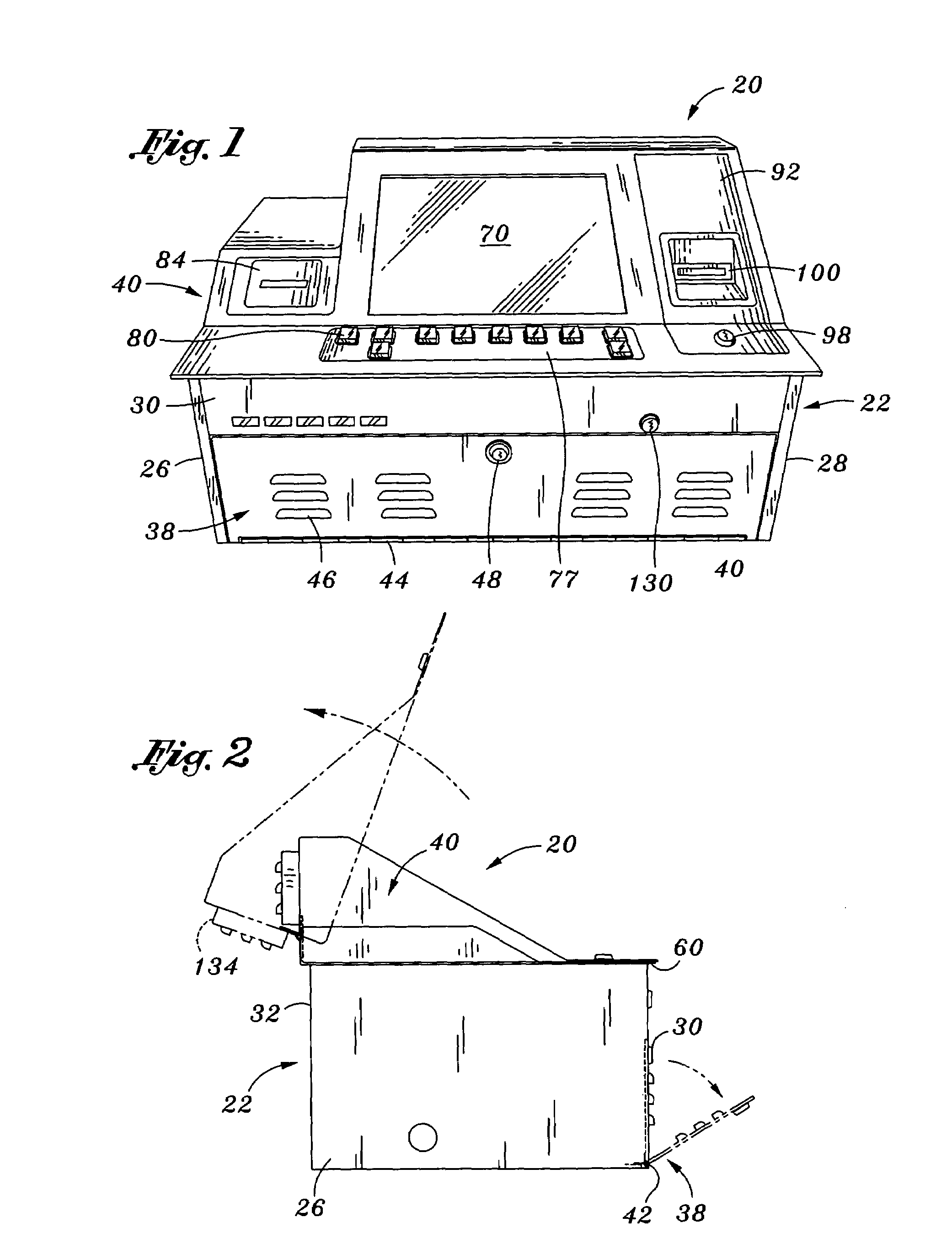 Gaming unit including currency container locking mechanism