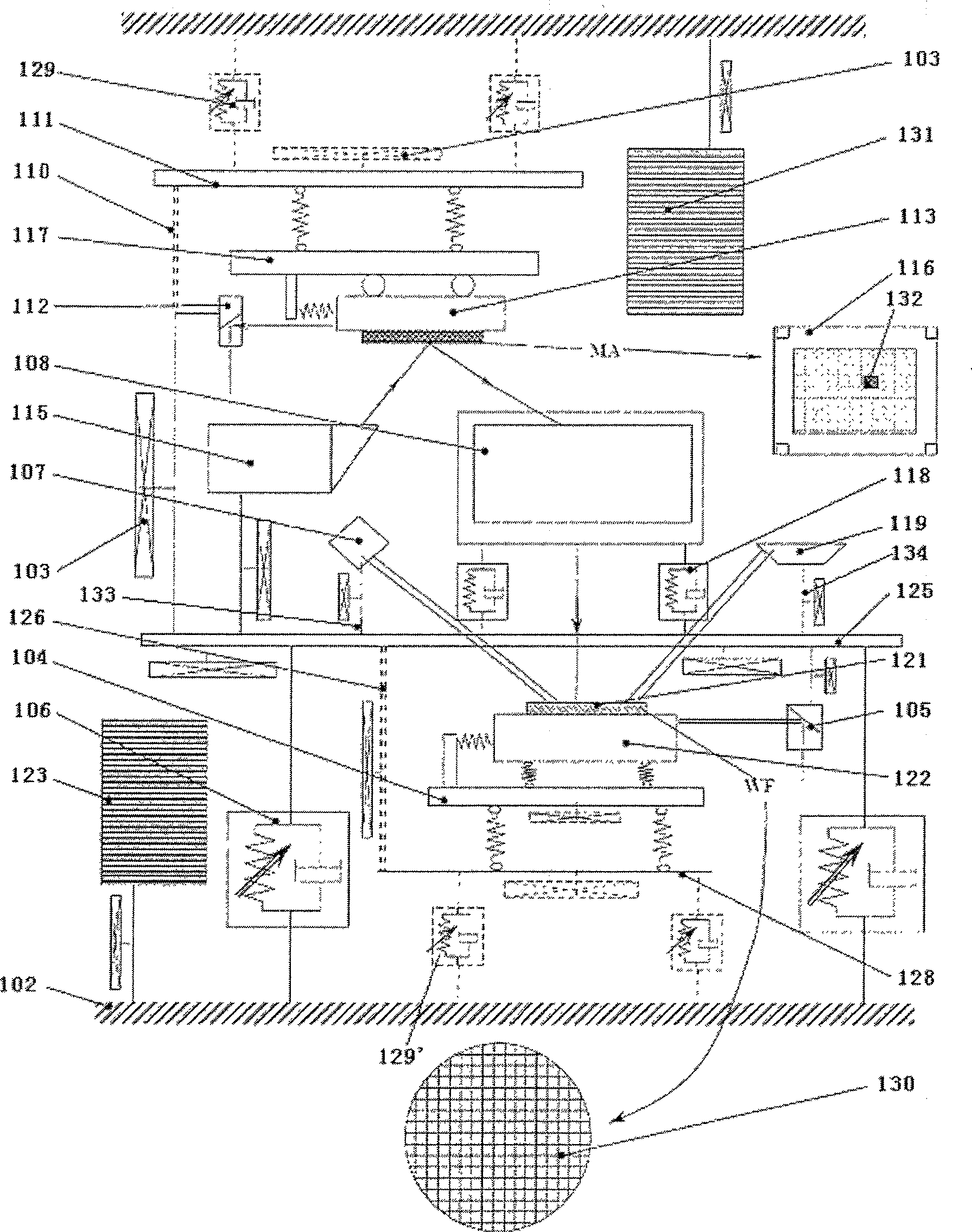 Composite vibration damping type photolithography device