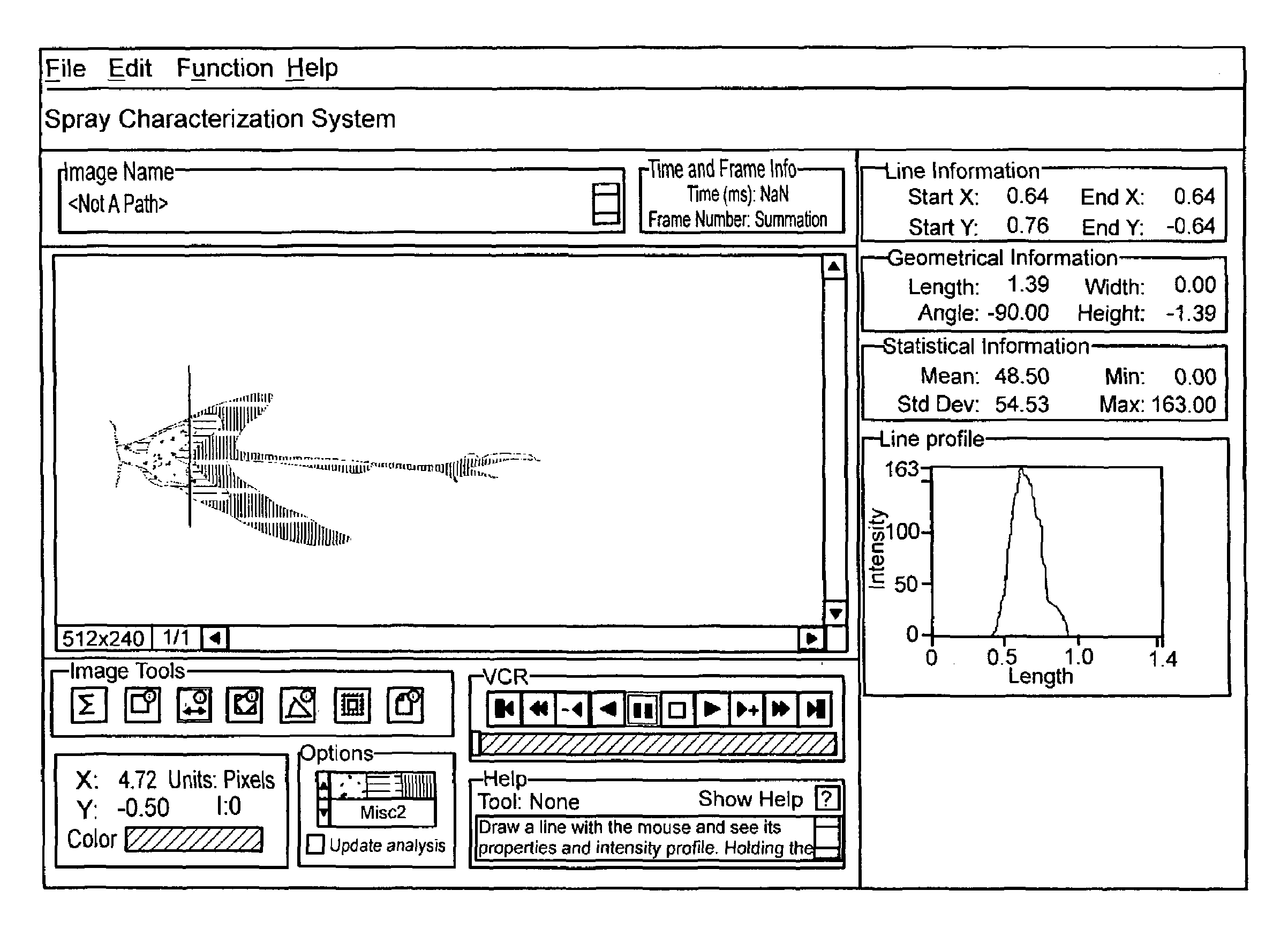 Spray data analysis and characterization system