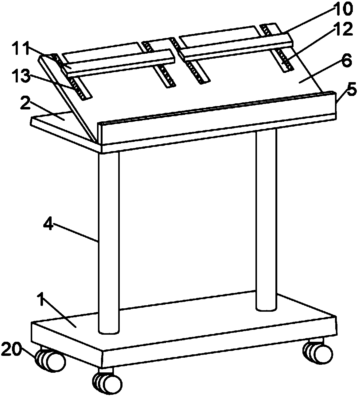 Adjustable teaching material fixing frame for classroom teaching